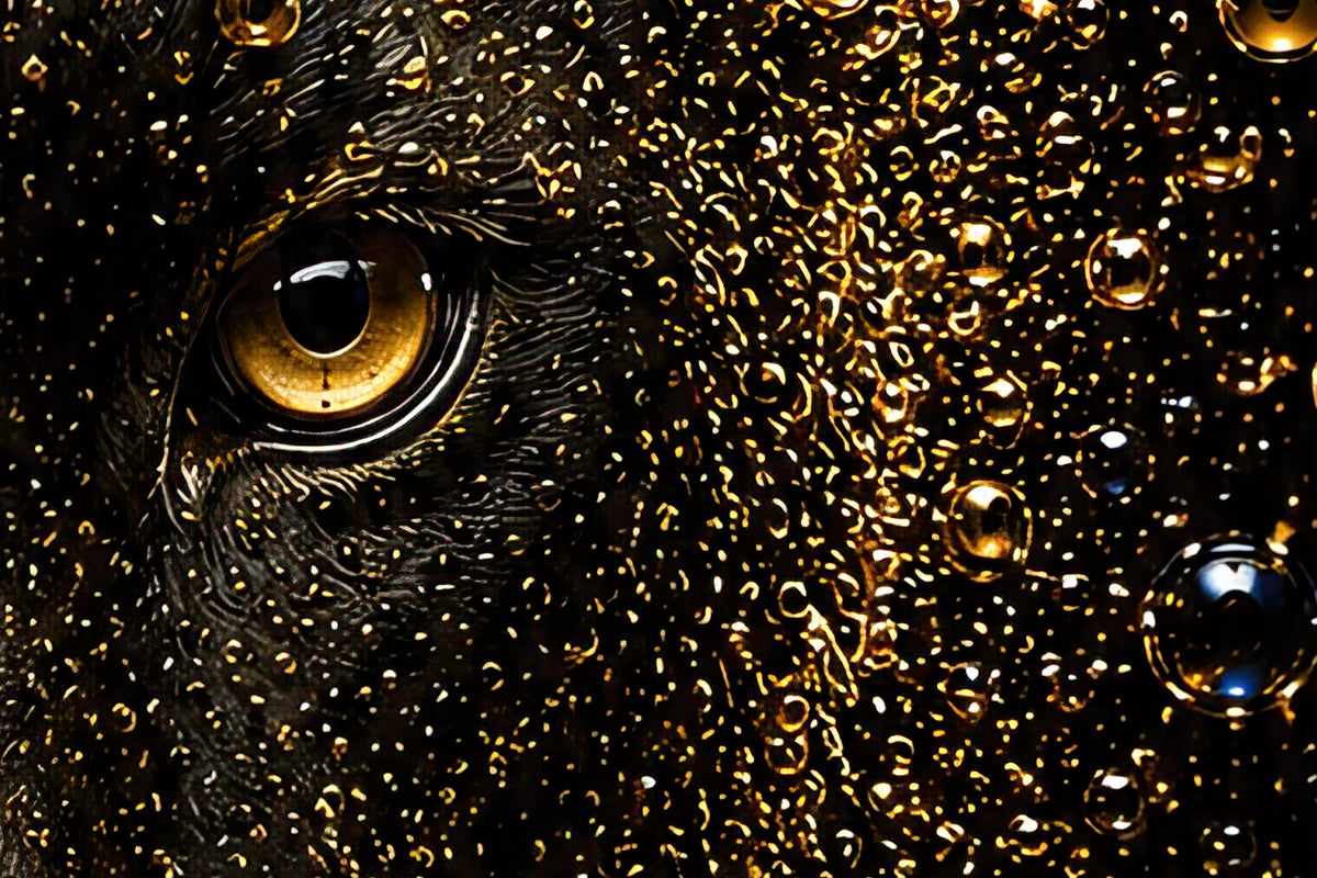 Midnight Sovereign zwarte panter wanddecoratie detailfoto kunstwerk