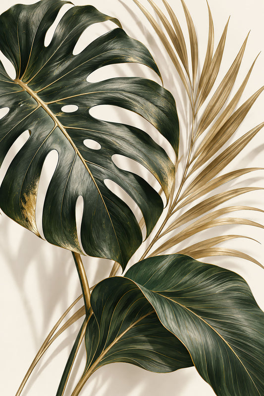 Botanical Gold botanische wanddecoratie met groene bladeren, goudaccenten en lichte achtergrond van ELICEC
