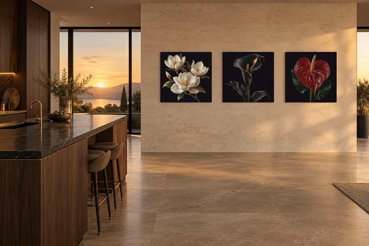 Serie van Botanische kunst in keuken als wanddecoartie