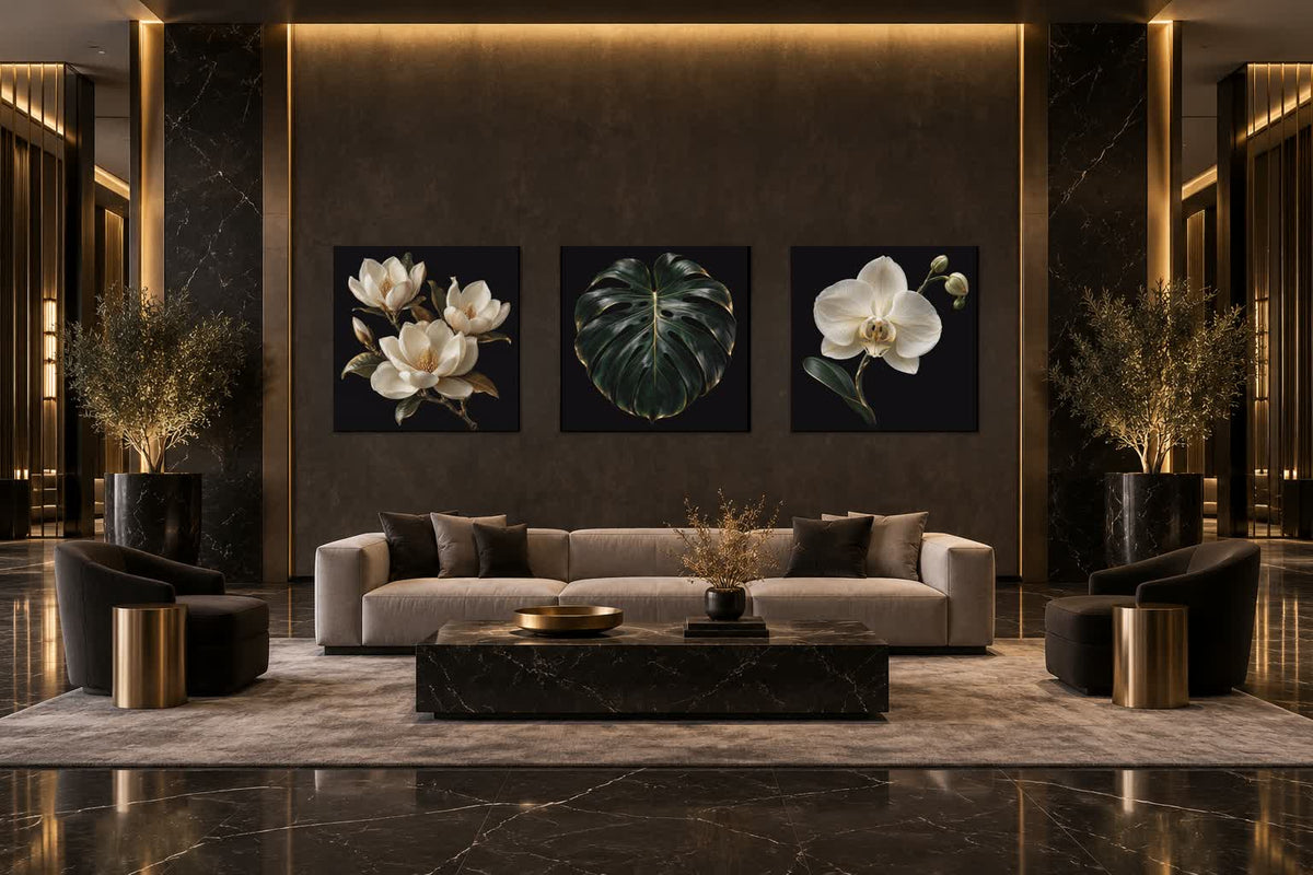 Hotelloby met kunstwerken van de Botinaical Collection by ELICEC