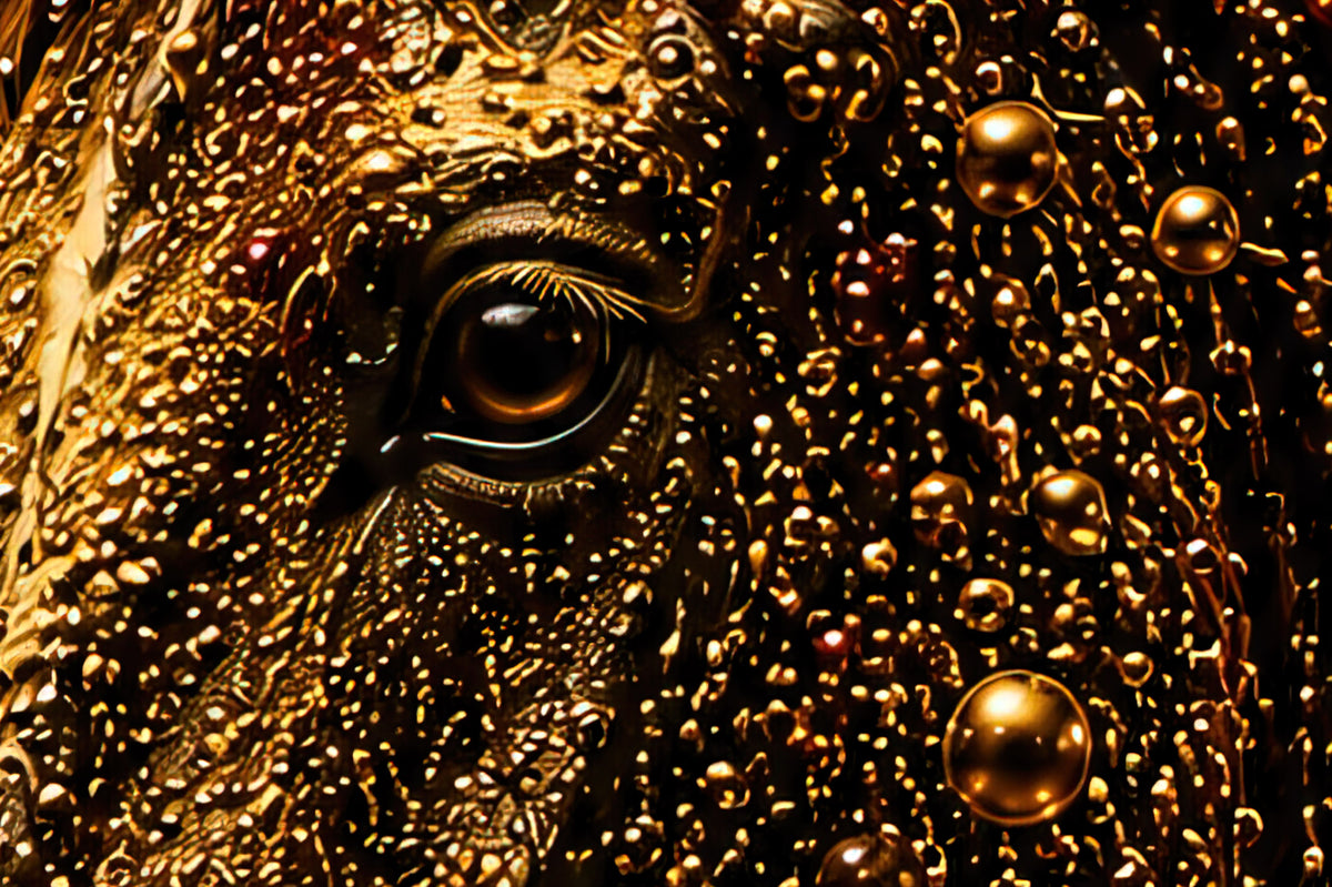 Detail van wanddecoratie kunstwerk Crimson Spirt