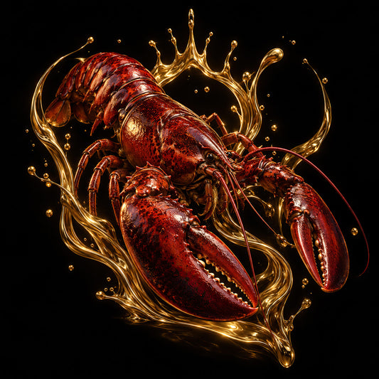 Luxe kreeft wanddecoratie Crimson Crown in rood, zwart en goud uit de ELICEC Food Collection