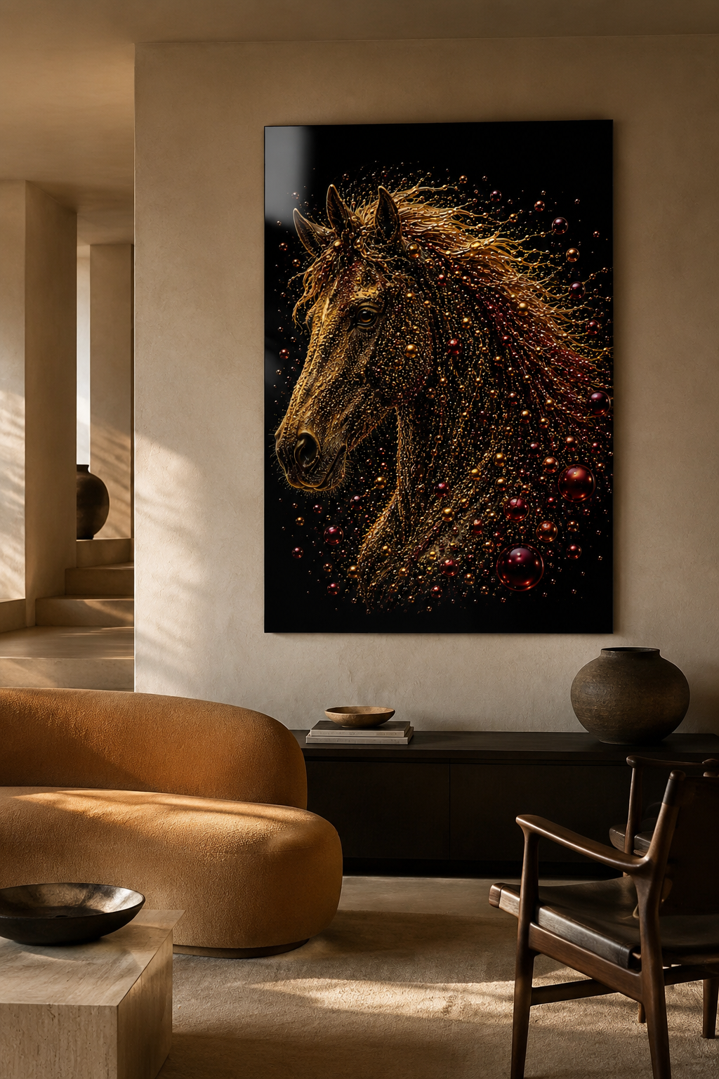 Kunst aan de muur van Bubble Art - Animals collectie - Crimson Spirt - Paard