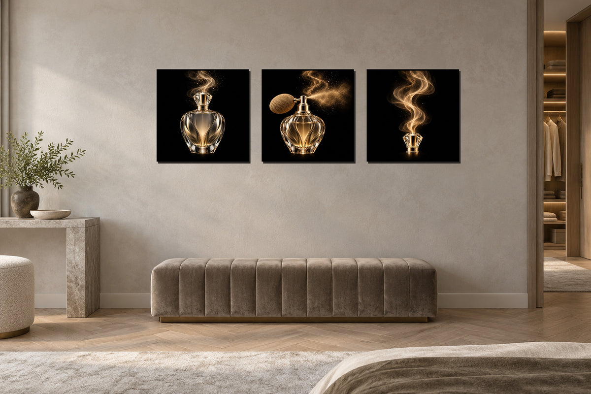 Perfume Triptych Wall Decor – The Art of Scent