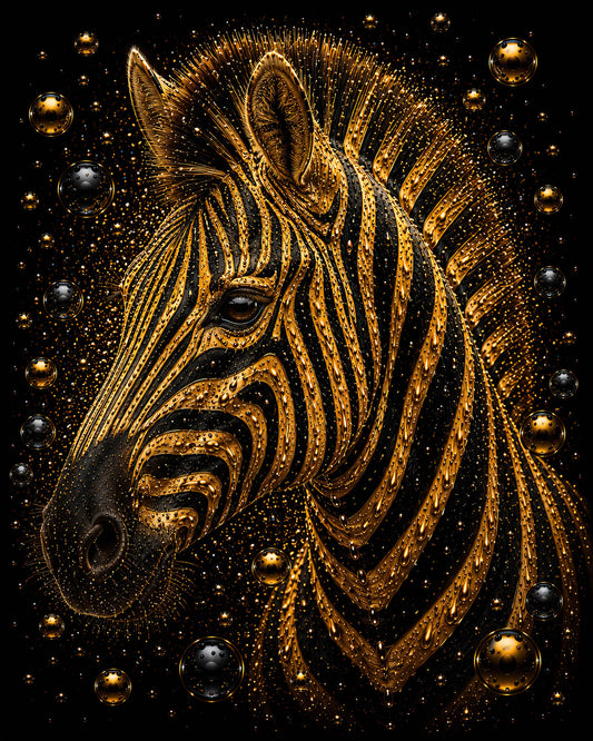 Golden Rhythm goudkleurig kunstwerk van zebra in diverse maten