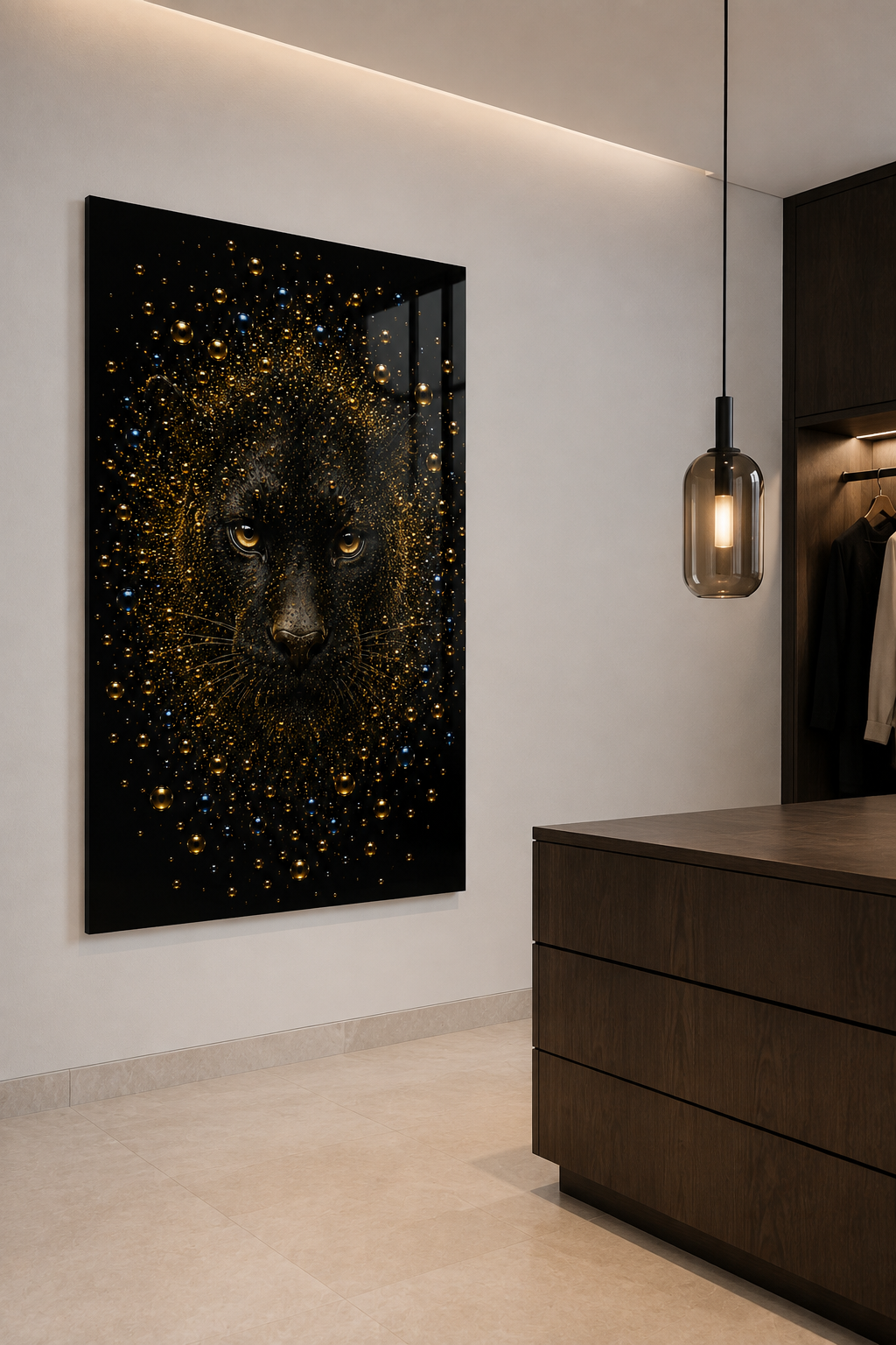 Midnight Sovereign zwarte panter wanddecoratie walkin closet