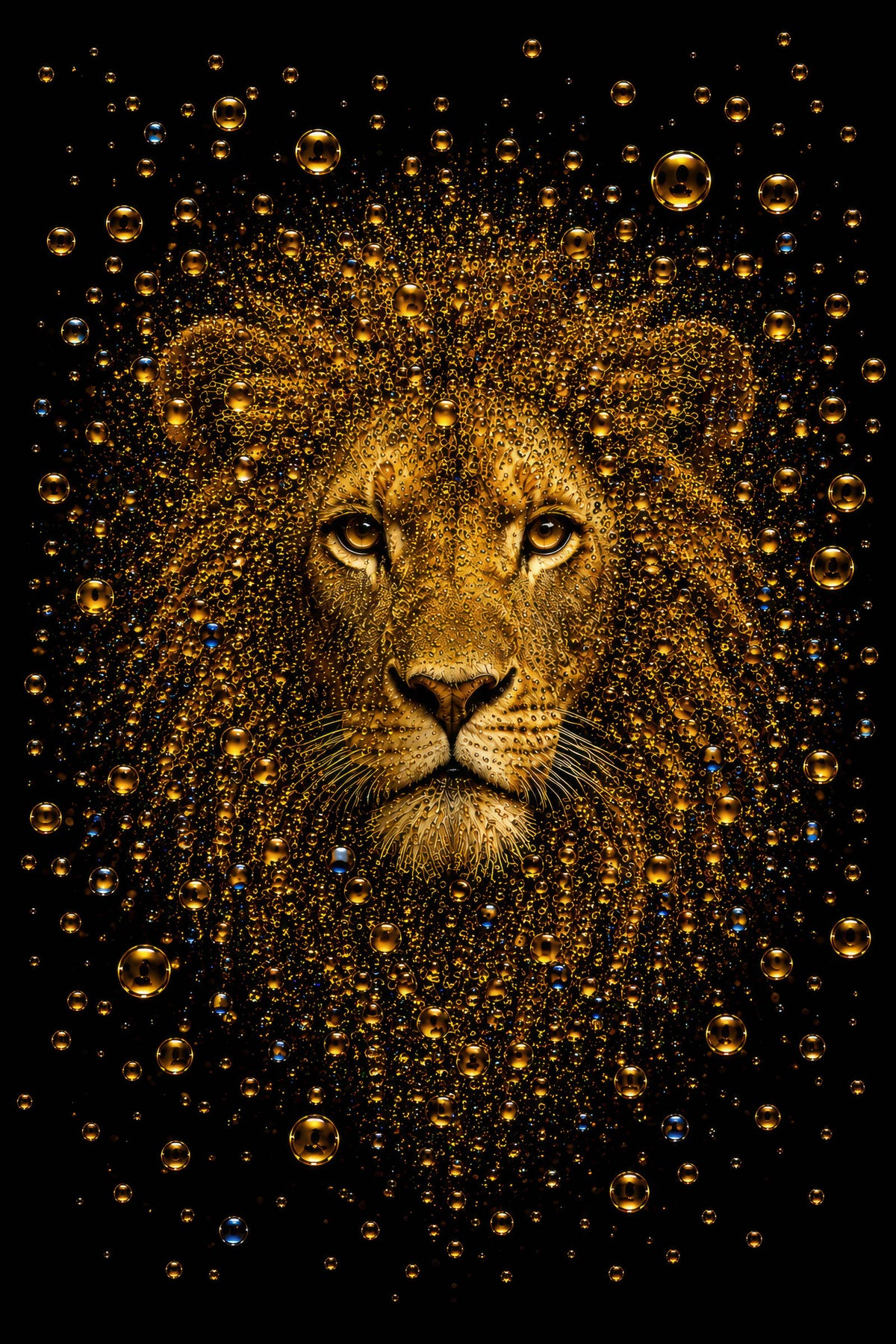 The Last King gouden leeuw wanddecoratie met blauwe accenten